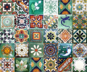 Verde - colourful patchwork of Mexican tiles - 30 pieces
