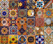 Girasol - Mexican patchwork of Talavera tiles - 30 pieces