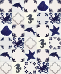 Set of six tile designs - 30 tiles - blue color
