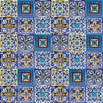 Set of six tile designs - 30 tiles - blue and yellow color